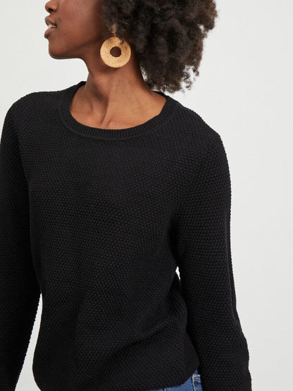 Vila - TEXTURE KNITTED PULLOVER BLACK