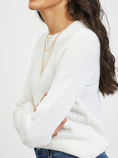 Vila - TEXTURE KNITTED PULLOVER WHITE