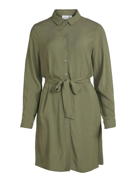 Vila - TIE WAIST - SHIRT DRESS GREEN