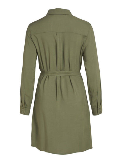 Vila - TIE WAIST - SHIRT DRESS GREEN