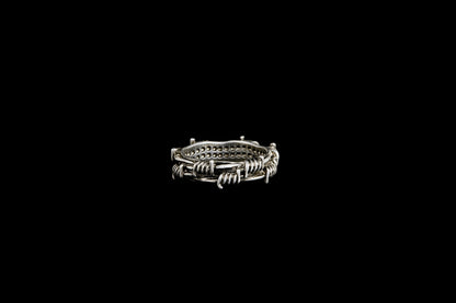 SODA - DOUBLE BARBED WIRE RING aged silver