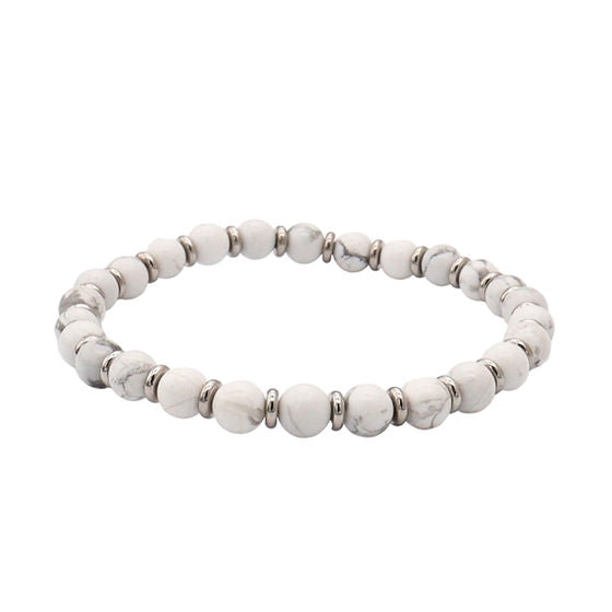 Soda - 6 mm hard stone stretch bracelet - White agate from Botswana