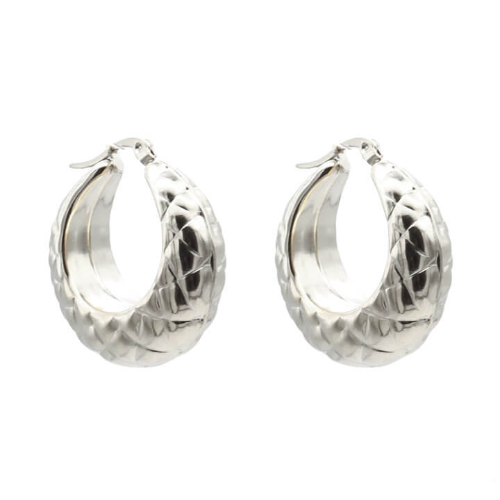 SODABIJOUX - Earrings in hammered rounded steel - Silver