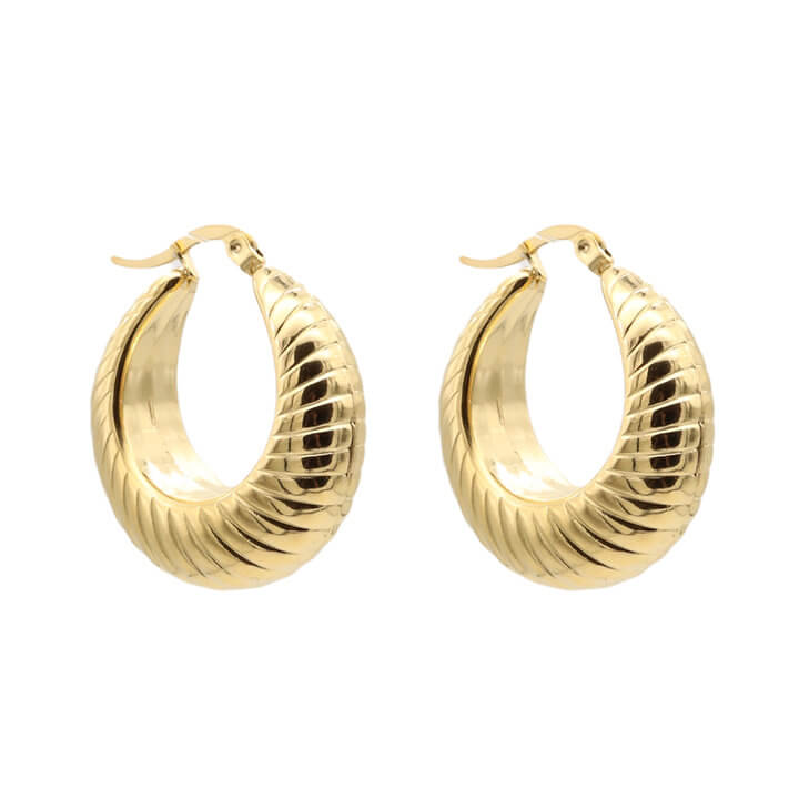 SODABIJOUX - Curled domed steel earrings - gold