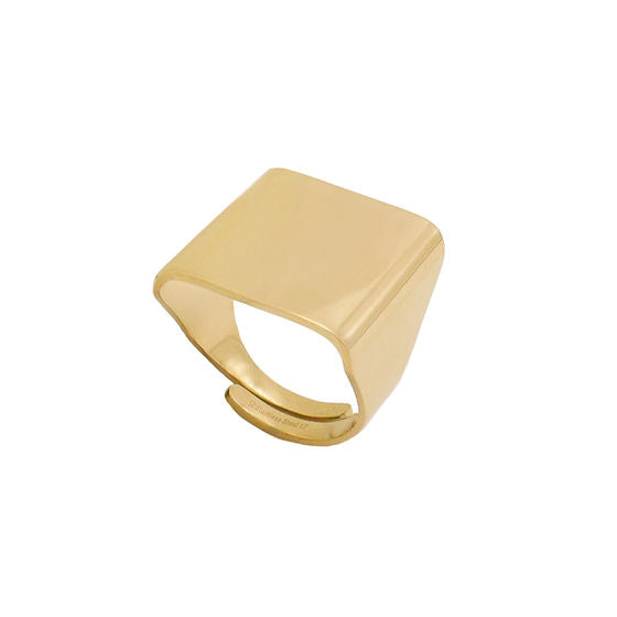 SODA - Adjustable square smooth ring - gold