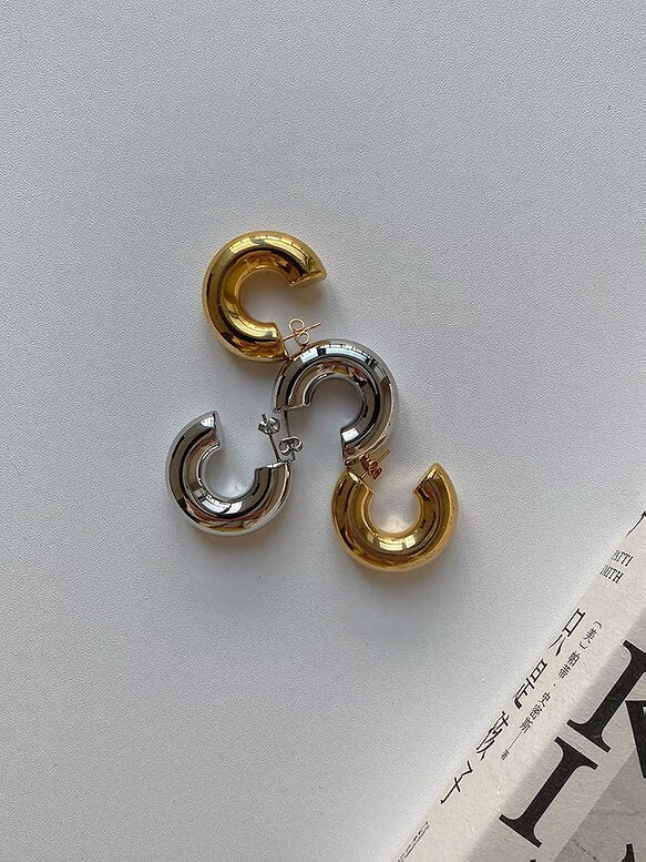 SODABIJOUX - Simple rounded steel earrings