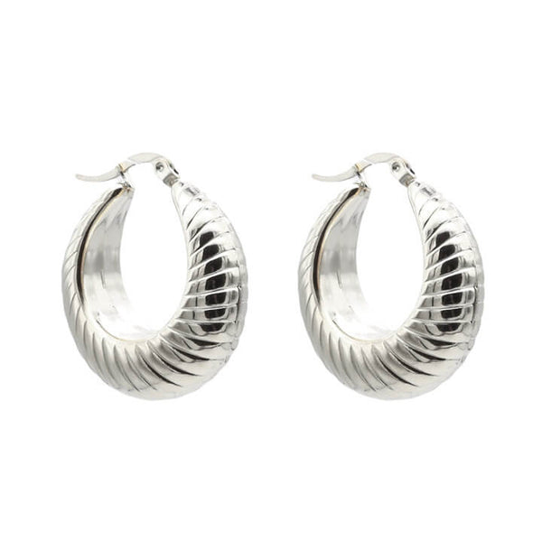 SODABIJOUX - Curled domed steel earrings - Silver