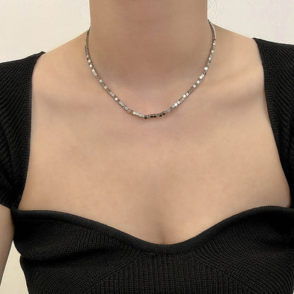 SODABIJOUX - faceted bead necklace - steel