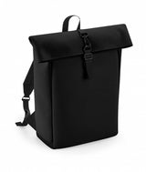 SODA STUDIO - Matt PU roll-top backpack - BLACK 