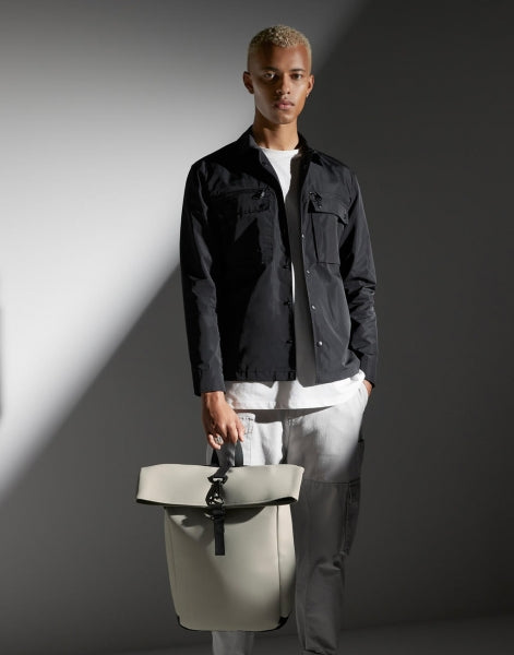 SODA STUDIO - Matt PU roll-top backpack - GRAY 