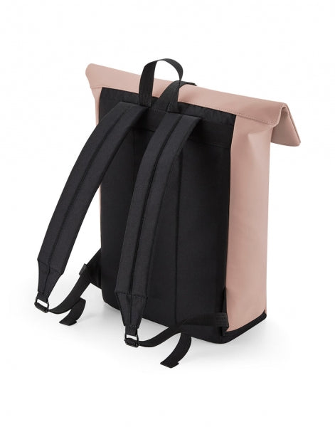 SODA STUDIO - Matt PU roll-top backpack - PINK 