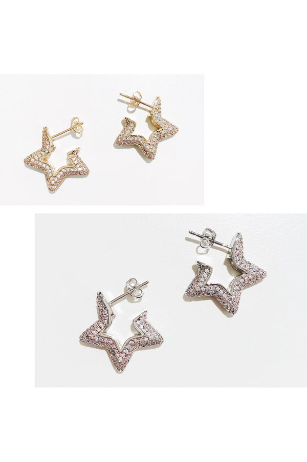 SODABIJOUX - Steel star earrings - zircons