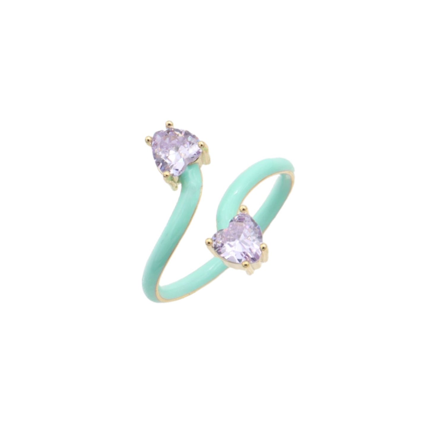 SODABIJOUX - Parade ring with two colored zircons - Adjustable steel and gold