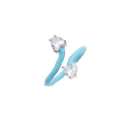 SODABIJOUX - Parade ring with two adjustable zircons in steel and silver