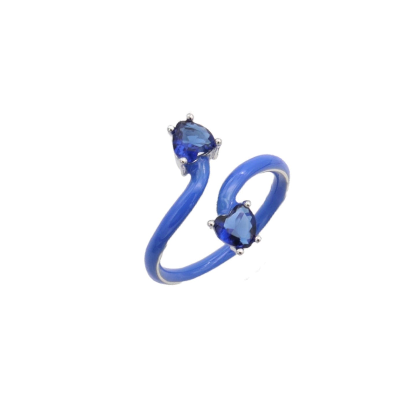 SODABIJOUX - Parade ring with two colored zircons - Adjustable steel and silver