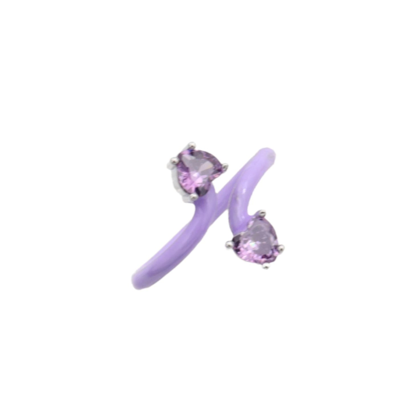 SODABIJOUX - Parade ring with two colored zircons - Adjustable steel and silver