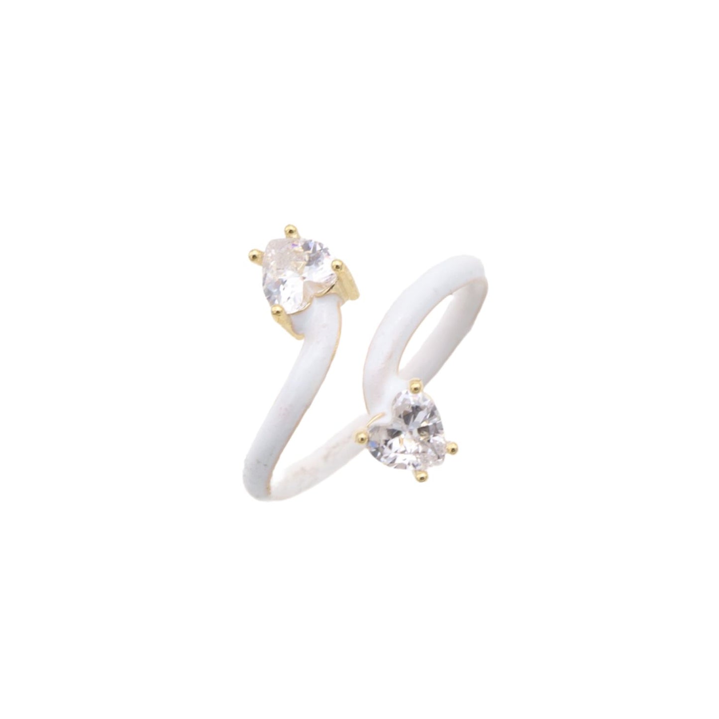 SODABIJOUX - Parade ring with two adjustable zircons in steel and gold