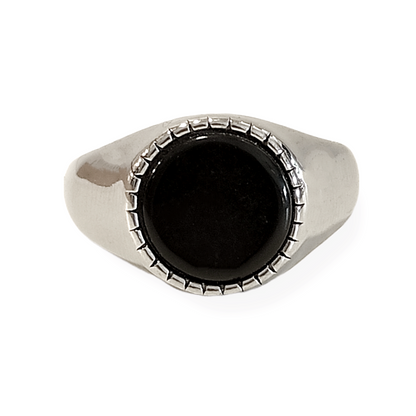 Soda - Round stone ring - black