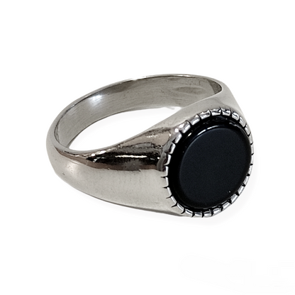 Soda - Round stone ring - black