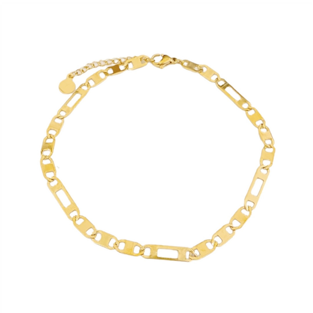 SODABIJOUX - retro steel anklet - Gold