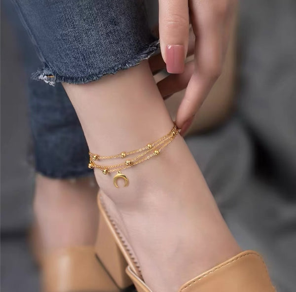 SODABIJOUX - steel anklet - Gold Heart