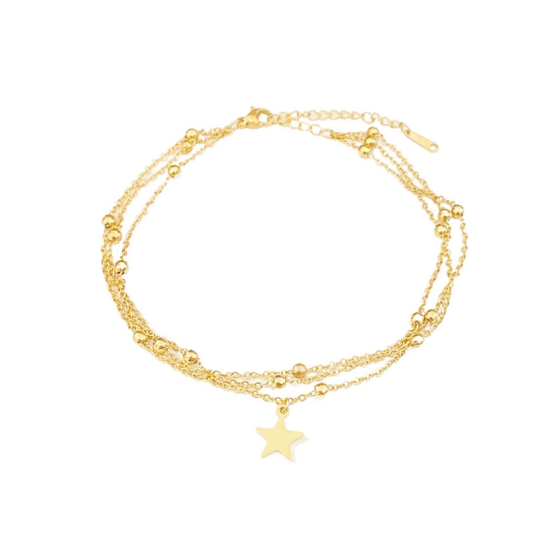 SODABIJOUX - steel anklet - Gold Star