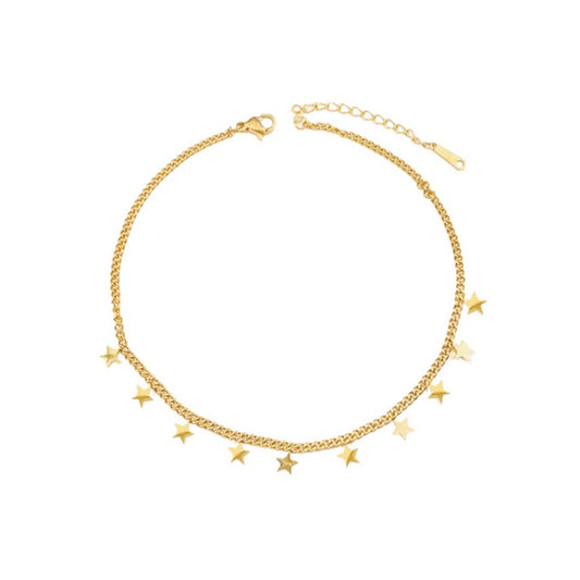 SODABIJOUX - steel anklet - Gold Stars