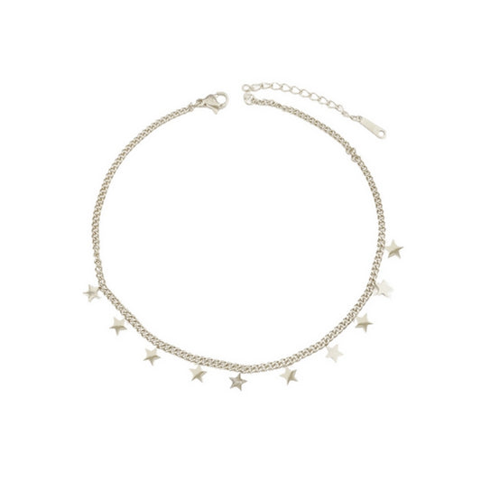 SODABIJOUX - steel anklet - Silver Stars