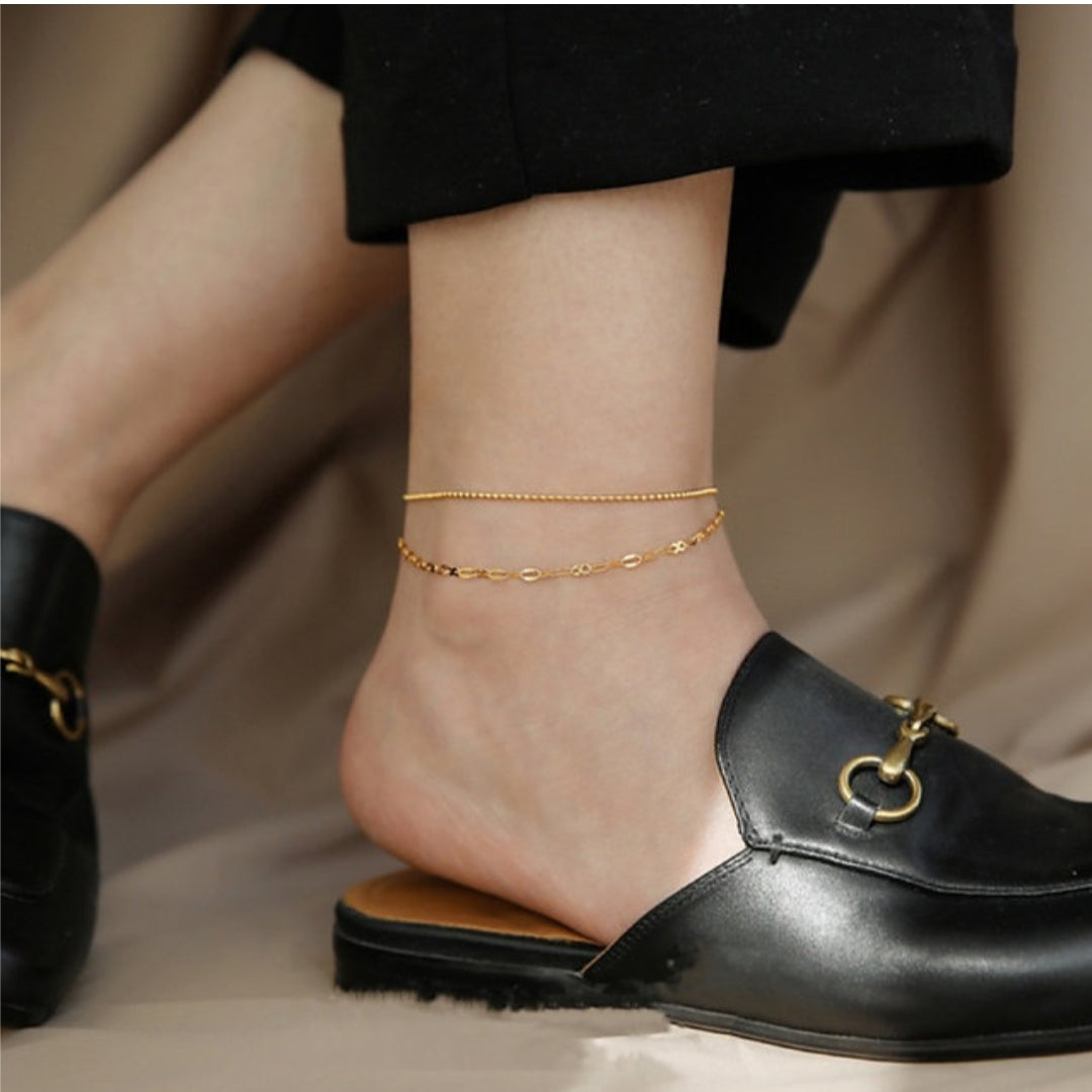 SODABIJOUX - steel anklet - Double twist Silver
