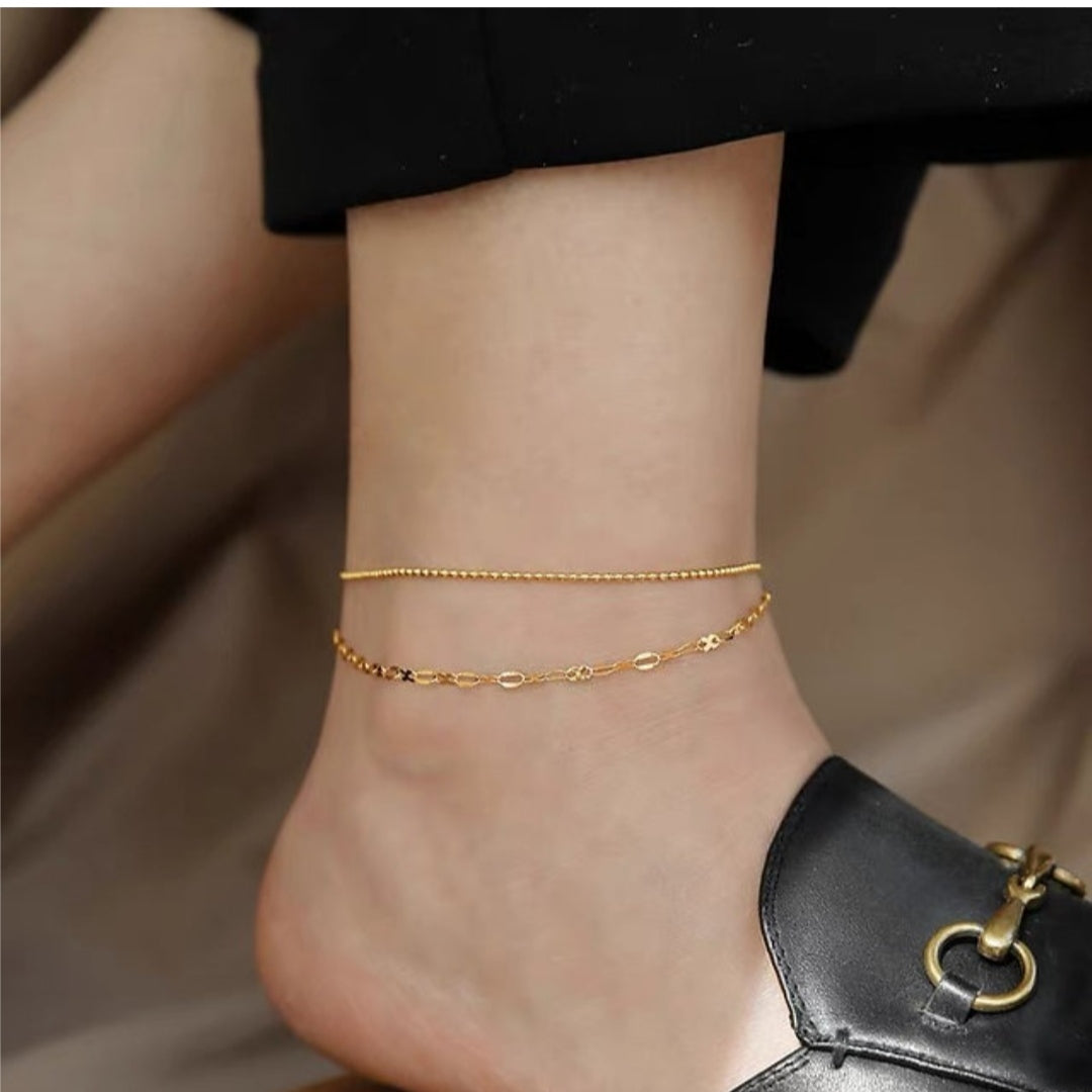 SODABIJOUX - steel anklet - Double gold twist