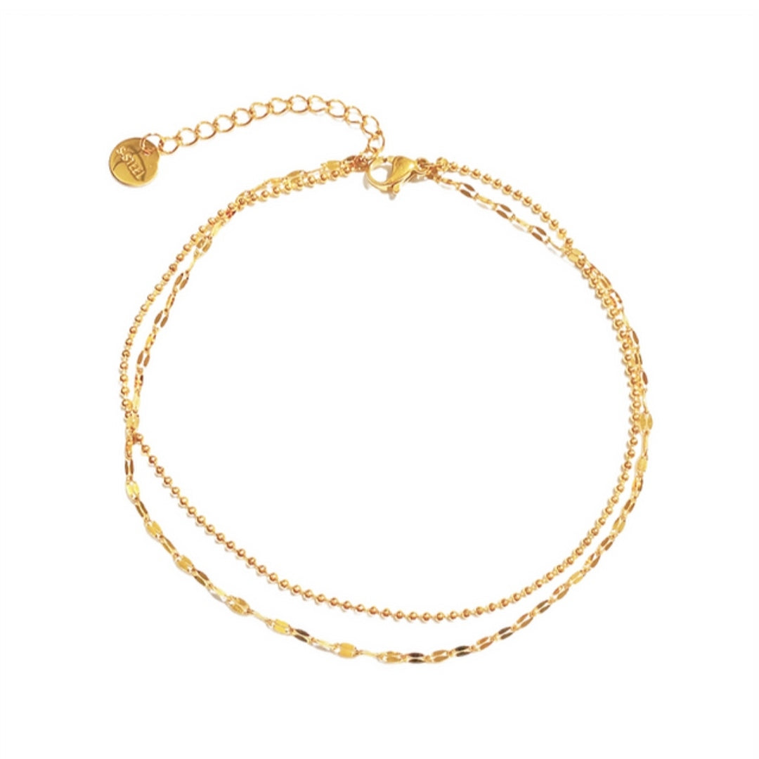 SODABIJOUX - steel anklet - Double gold twist