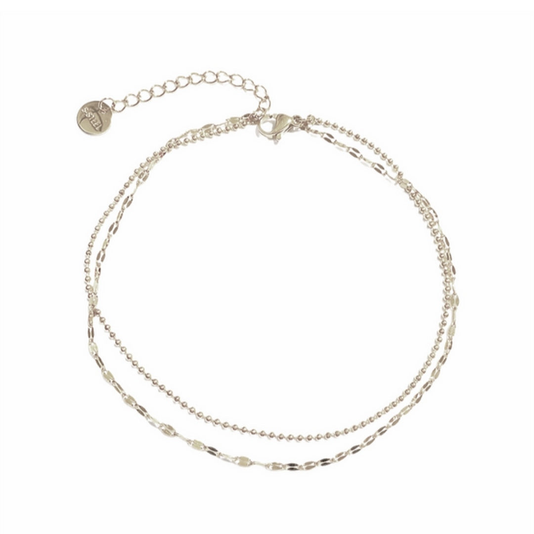 SODABIJOUX - steel anklet - Double twist Silver