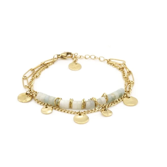 Sodabijoux - Bracciale 3 fili verde acqua