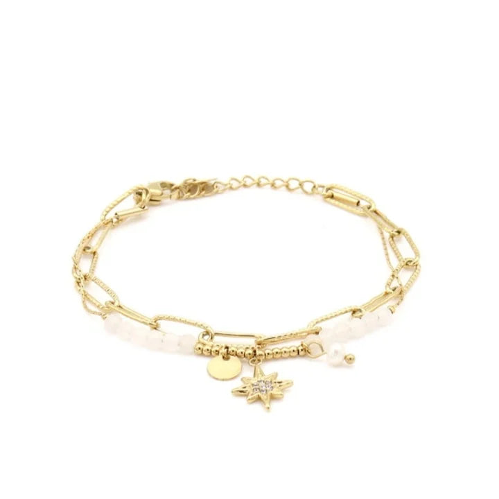 Sodabijoux - Bracciale 2 fili pietre bianco