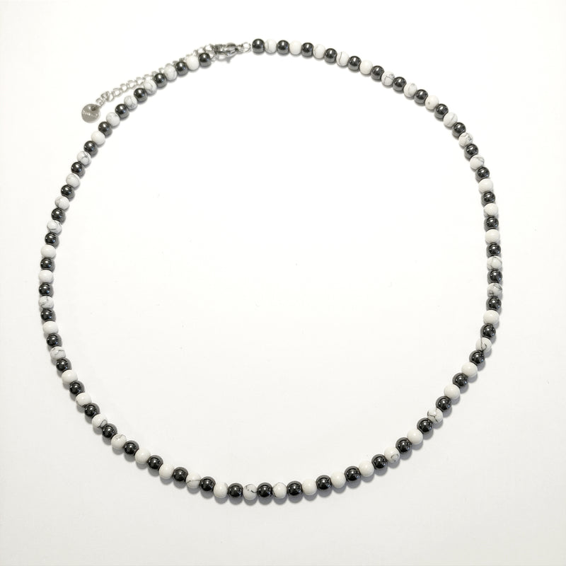 SODA - steel and semiprecious stone necklace - white agate