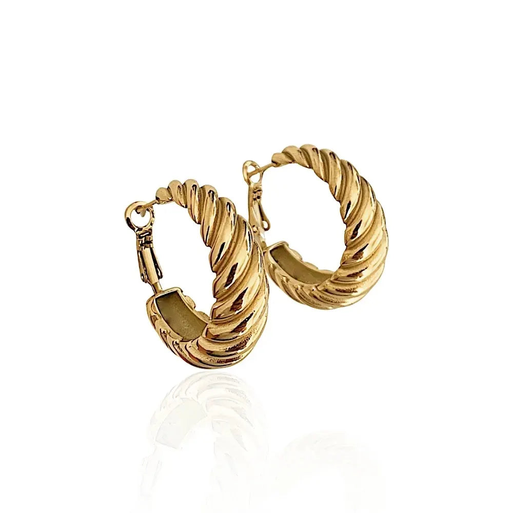 SODABIJOUX - Croissant Steel Earrings - Gold