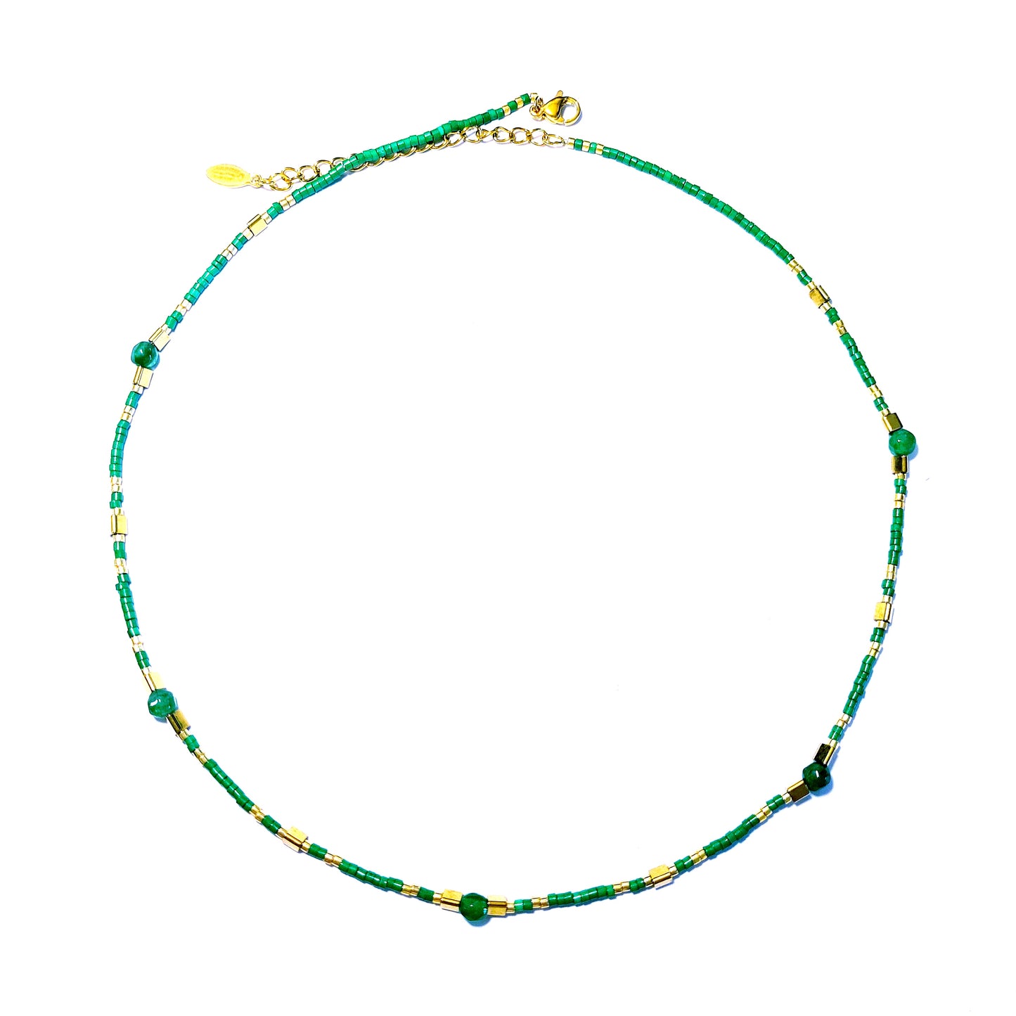 SODABIJOUX - shell necklace - gold and green