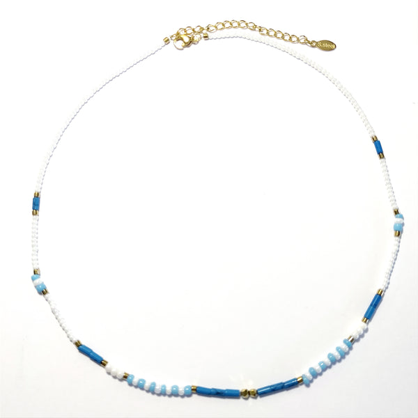 SODABIJOUX - shell necklace - gold and blue