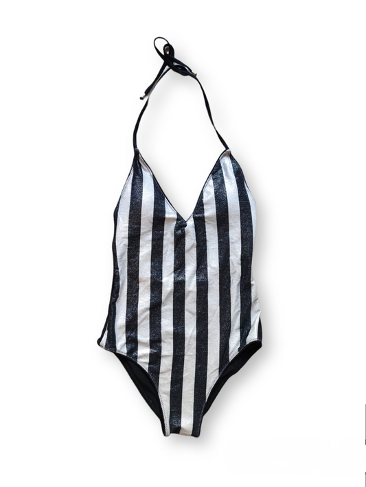 SODA - costume intero righe - bianco e nero
