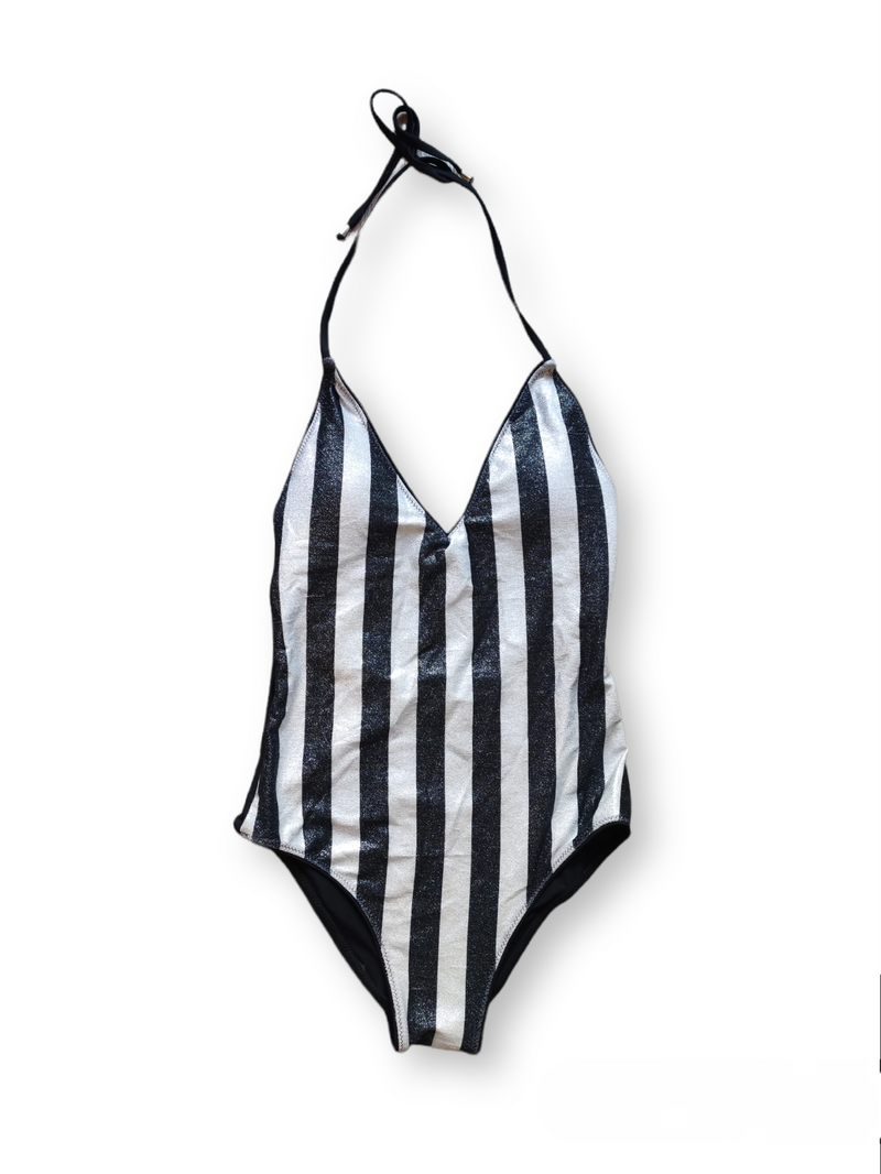 SODA - striped one-piece swimsuit - black and white