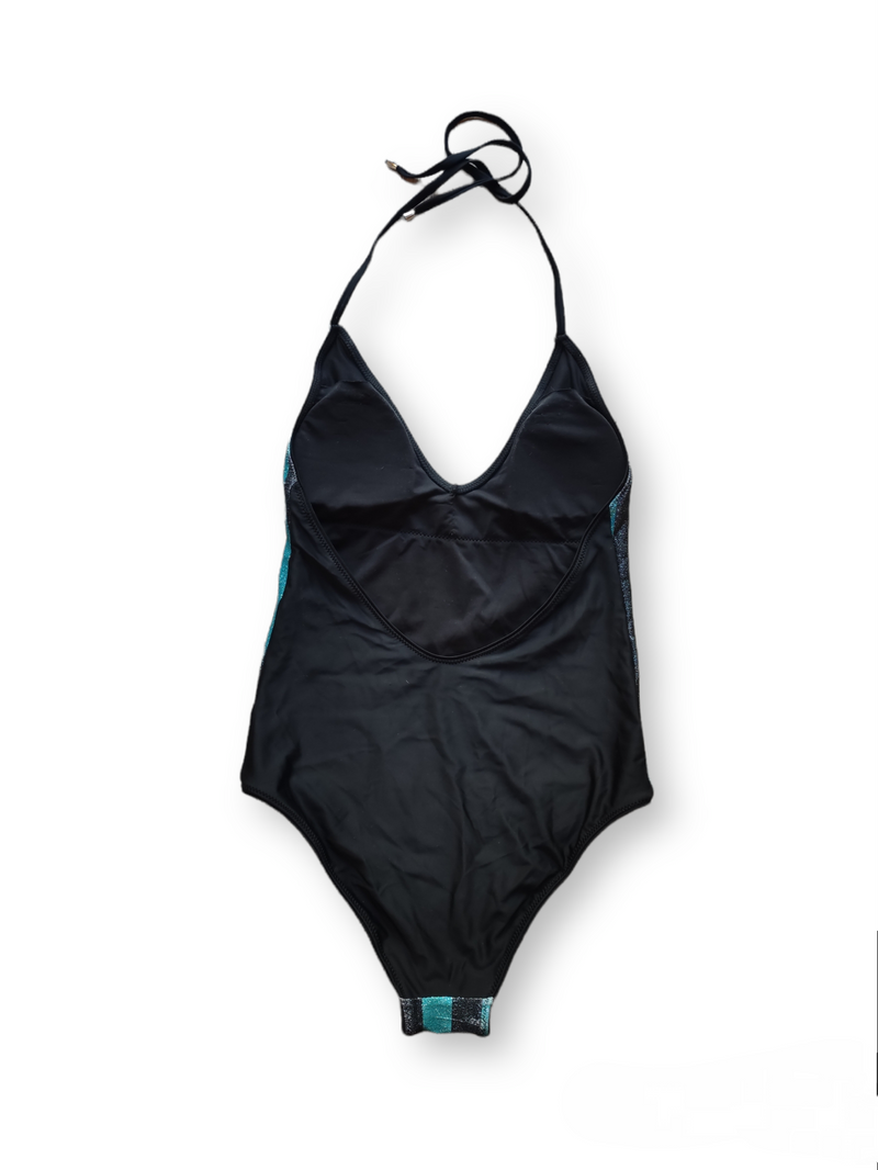 SODA - striped one-piece swimsuit - light blue and black