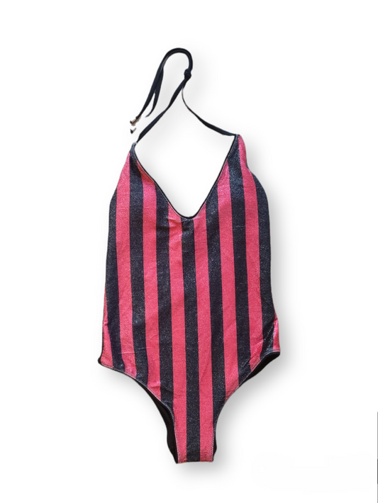 SODA - costume intero righe - rosso e nero