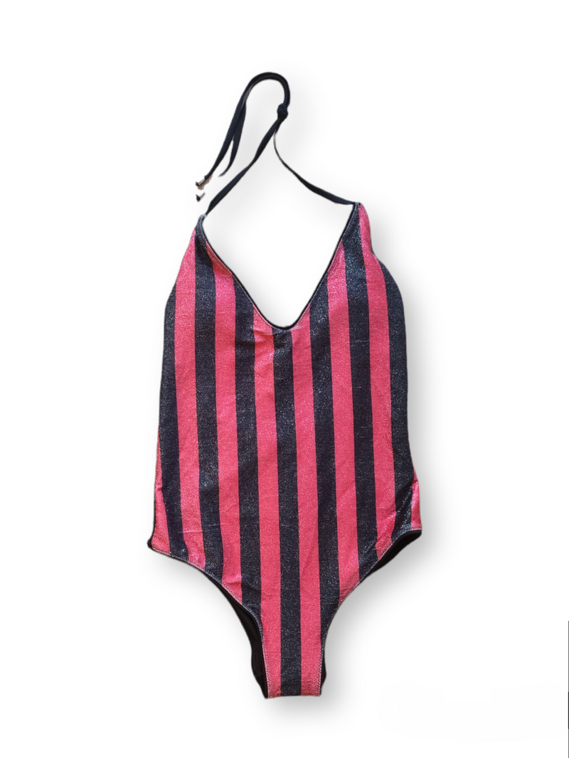 SODA - striped one-piece swimsuit - red and black
