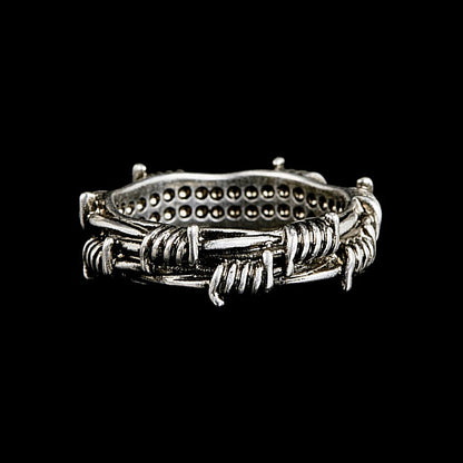 SODA - DOUBLE BARBED WIRE RING aged silver