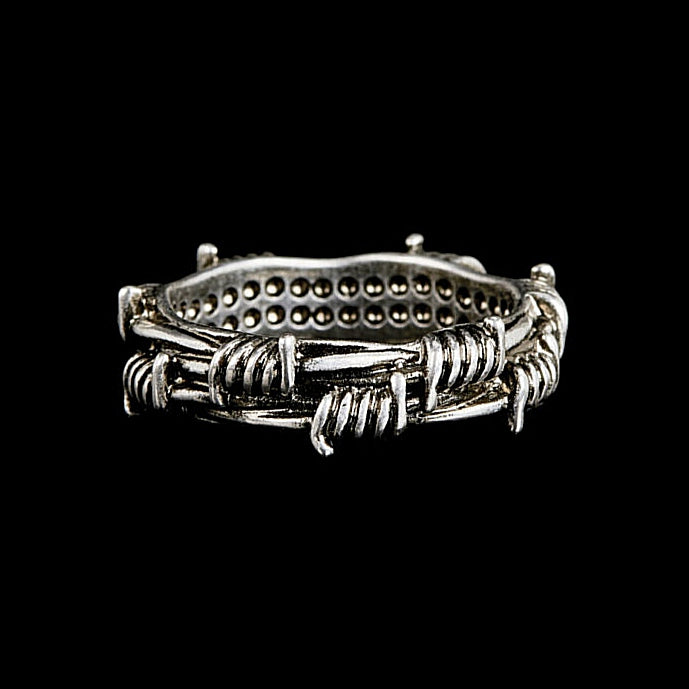 SODA - DOUBLE BARBED WIRE RING aged silver