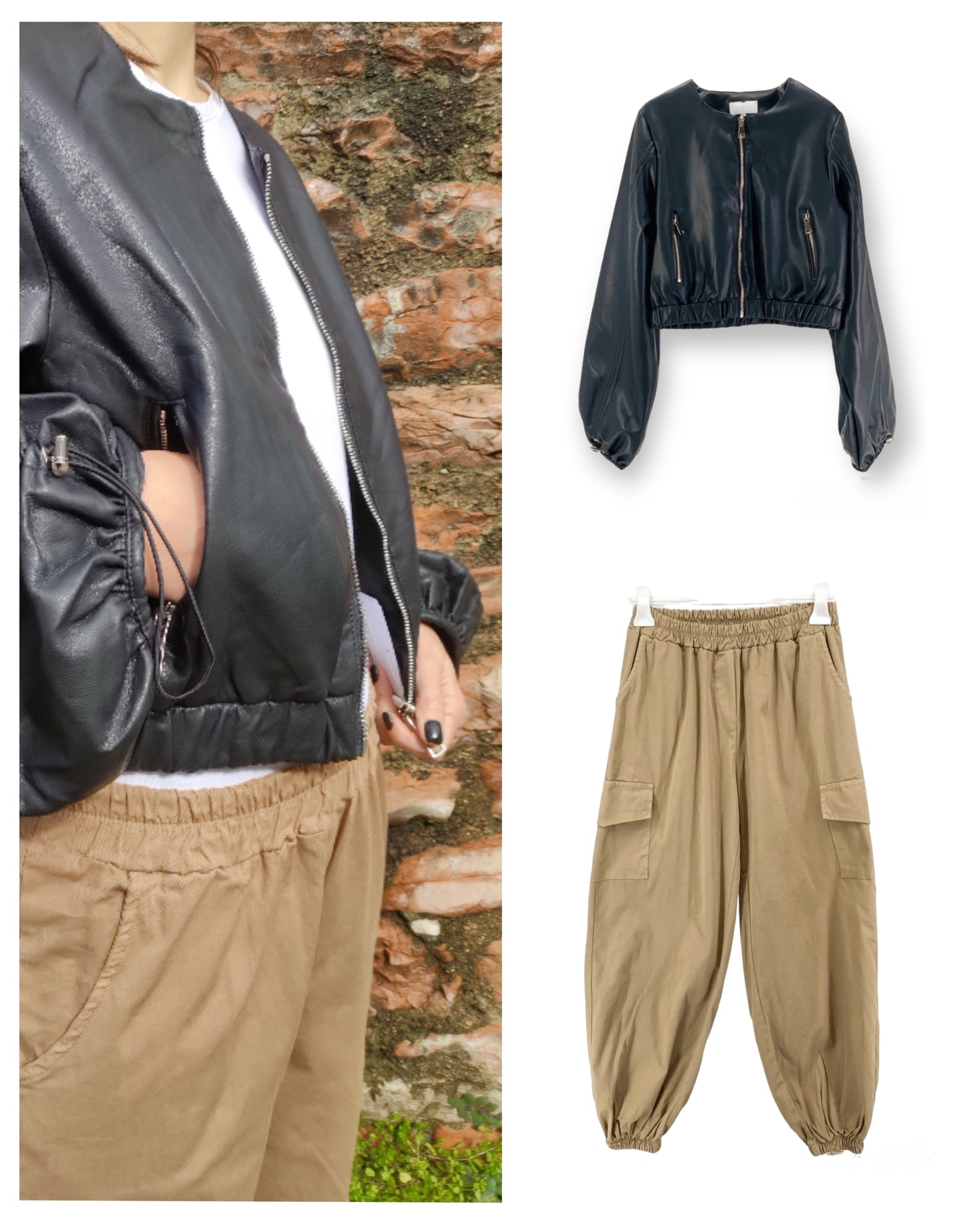 One size 40/46 beige cargo trousers