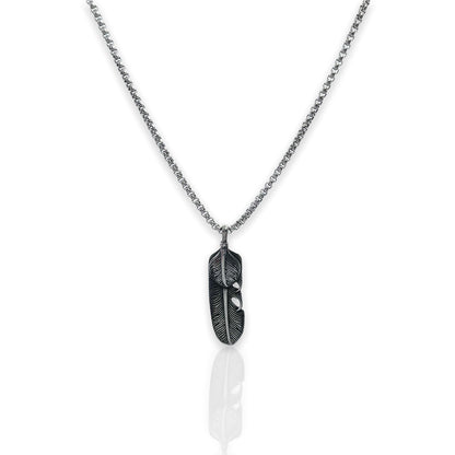 SODA - steel feather necklace