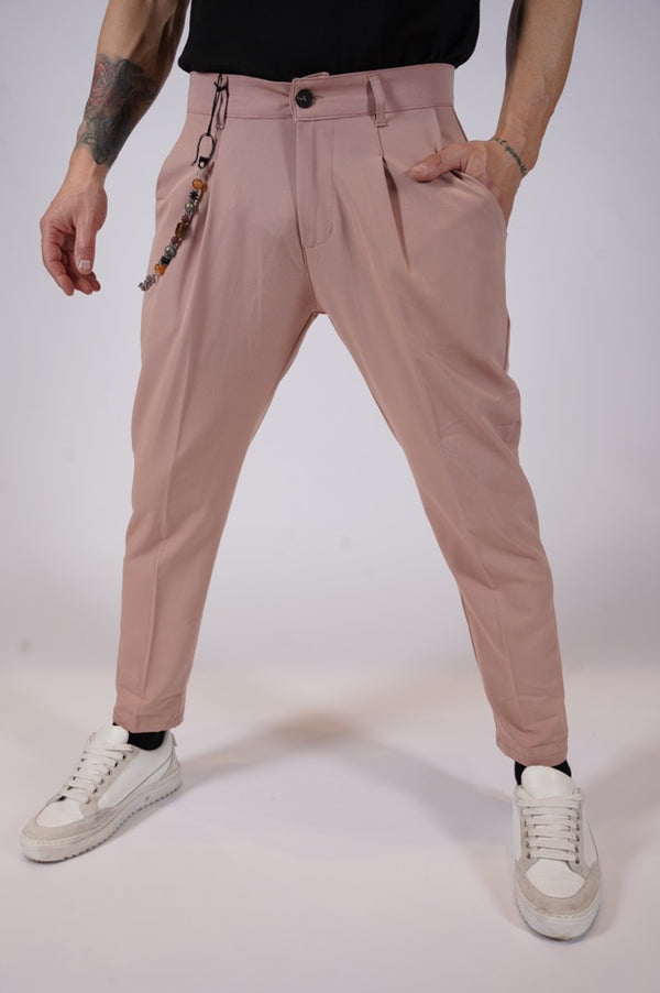 LIBERTY - Carrot pleated trousers - pink