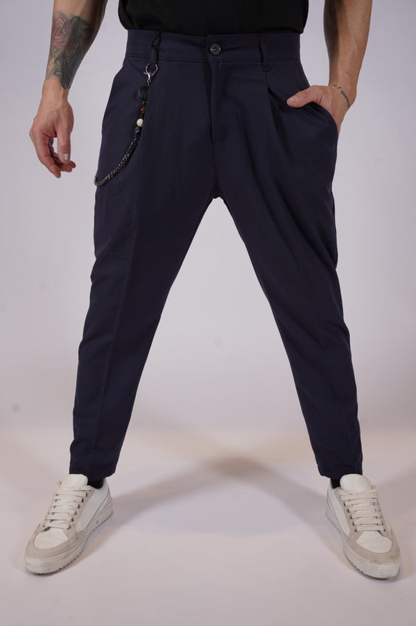 LIBERTY - Carrot pleated trousers - blue