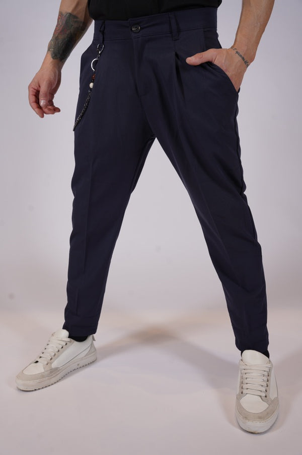 LIBERTY - pantalone pinces Carrot - blu